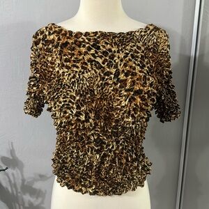NWT Y2K Crinkle Cheetah Print Tee